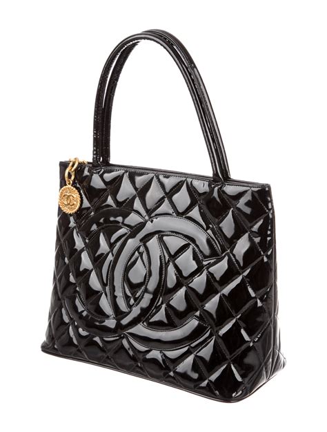 chanel medallion tote patent leather|chanel medallion tote serial number.